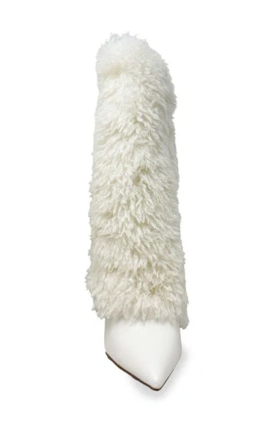 Chase & Chloe Chase And Chloe Megham Faux Fur Wedge Heel Bootie In White