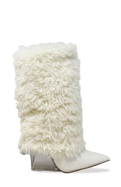 Chase & Chloe Chase And Chloe Megham Faux Fur Wedge Heel Bootie In White