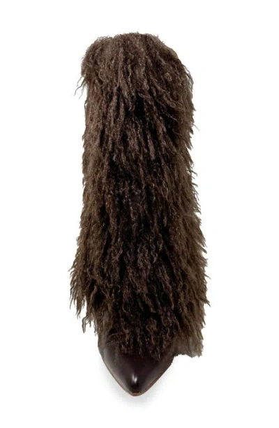 Chase & Chloe Chase And Chloe Megham Faux Fur Wedge Heel Bootie In Brown