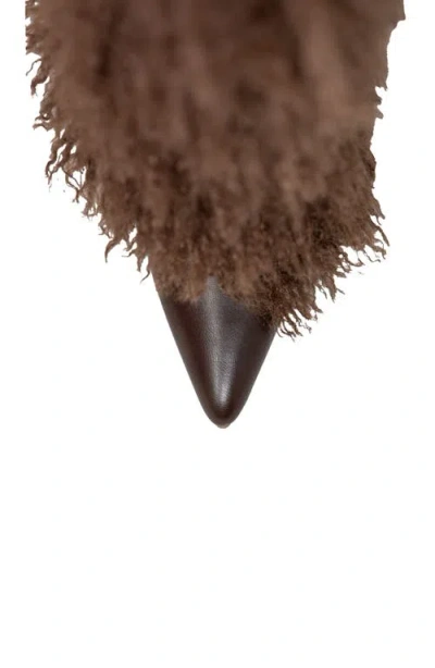 Chase & Chloe Chase And Chloe Megham Faux Fur Wedge Heel Bootie In Brown