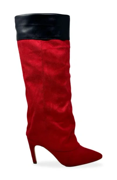 Chase & Chloe Chase And Chloe Slouch Boot In Red