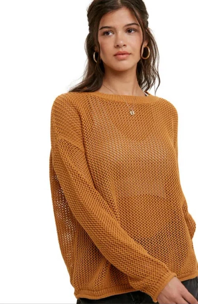 Wishlist Open Stitch Sweater In Brown