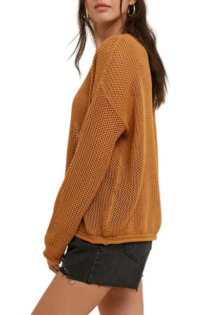 Wishlist Open Stitch Sweater In Brown