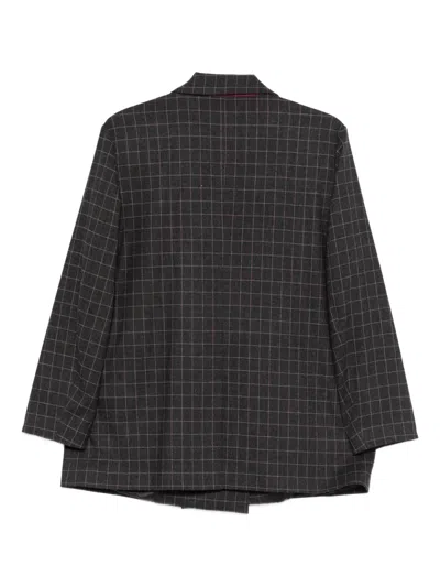 Niū Double-breasted Check Blazer In Black