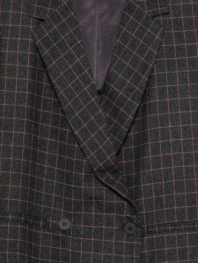 Niū Double-breasted Check Blazer In Black