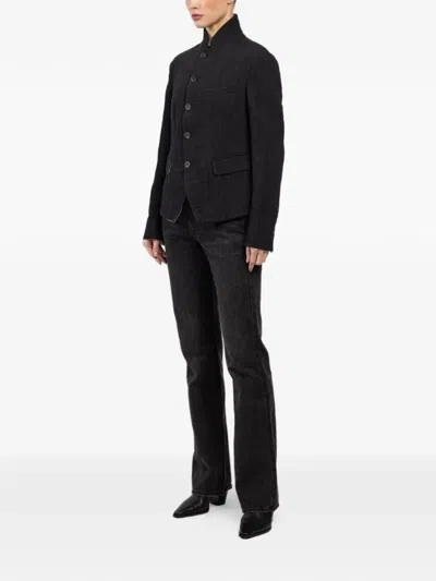 Forme D'expression Flap-pockets Buttoned Jacket In Black