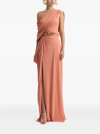 Gemy Maalouf One-shoulder Draped Maxi Dress In Orange