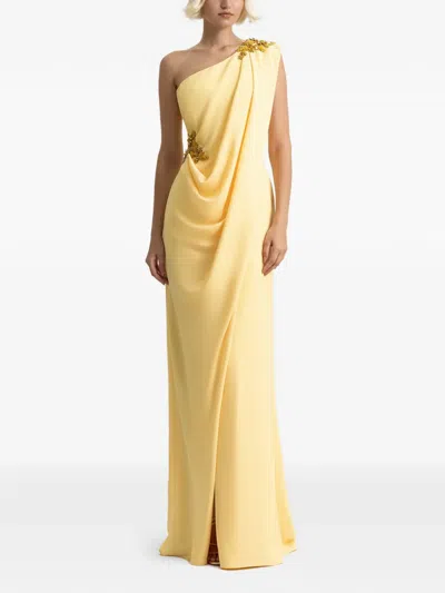 Gemy Maalouf One-shoulder Draped Maxi Dress In Neutral