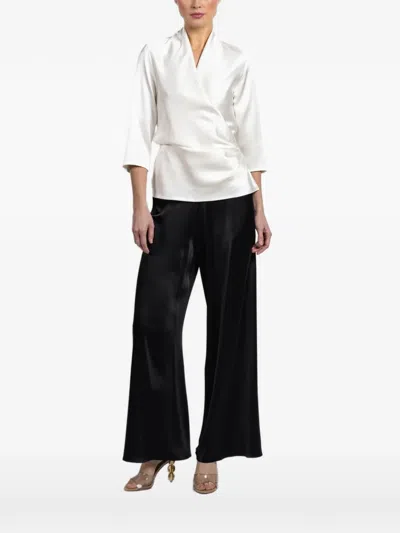Peter Cohen Three-quarter Wrap Blouse In White