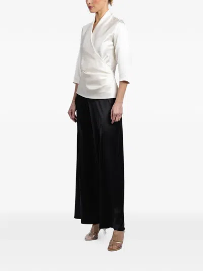 Peter Cohen Three-quarter Wrap Blouse In White