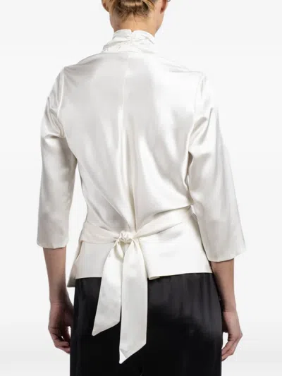 Peter Cohen Three-quarter Wrap Blouse In White