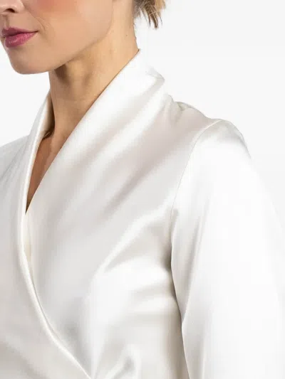 Peter Cohen Three-quarter Wrap Blouse In White