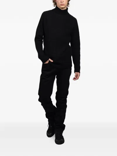 Hannes Roether Turtleneck Textured Sweater In Black