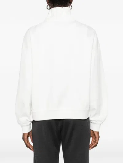 Brunello Cucinelli Cotton High Neck Sweater Drawstring Collar In White