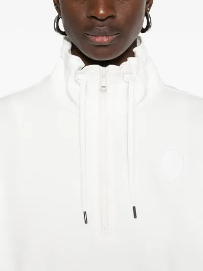 Brunello Cucinelli Cotton High Neck Sweater Drawstring Collar In White