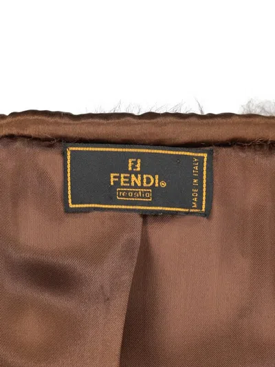 Pre-owned Fendi Shearling Quilted Coat In Brown