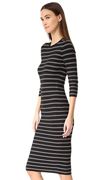 Theory Delissa B Prosecco Striped Midi Slim Dress In Black/white | ModeSens