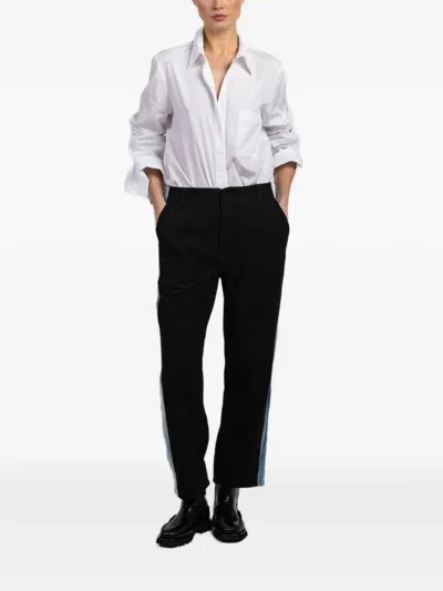 Askk Ny Tomboy Pinstripe Panel Trousers In Black