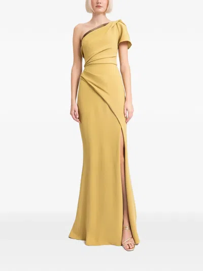 Gemy Maalouf One-shoulder Draped Gown In Yellow