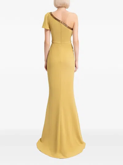 Gemy Maalouf One-shoulder Draped Gown In Yellow