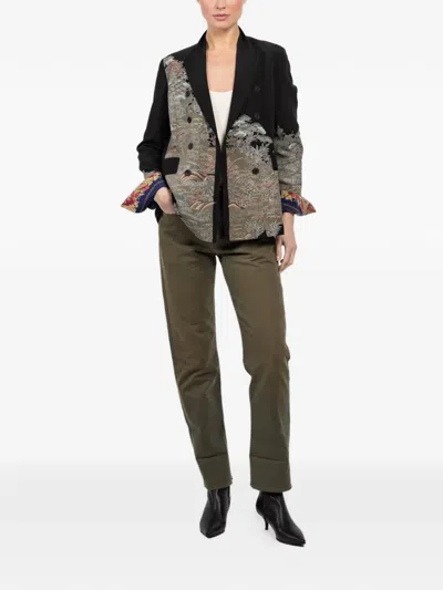 Ibrigu Patterned Double-breasted Coat In Black