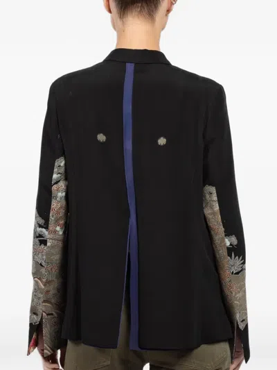 Ibrigu Patterned Double-breasted Coat In Black