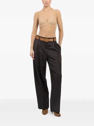 Darkpark Danielle Pleated Trousers In Brown