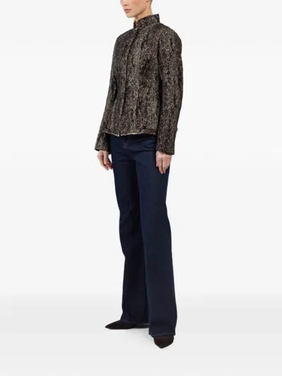 Masnada Stand-up Collar Fitted Jacket In Brown