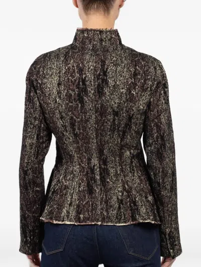 Masnada Stand-up Collar Fitted Jacket In Brown