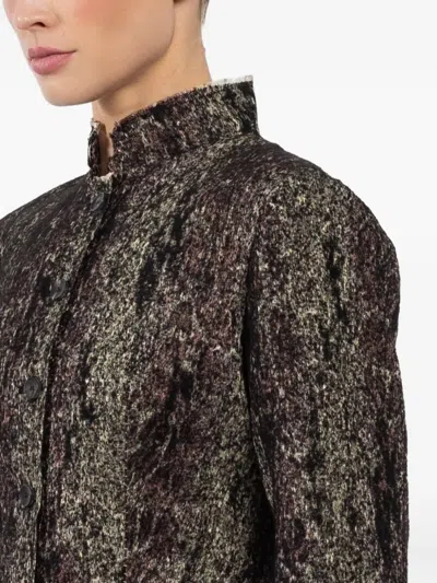 Masnada Stand-up Collar Fitted Jacket In Brown