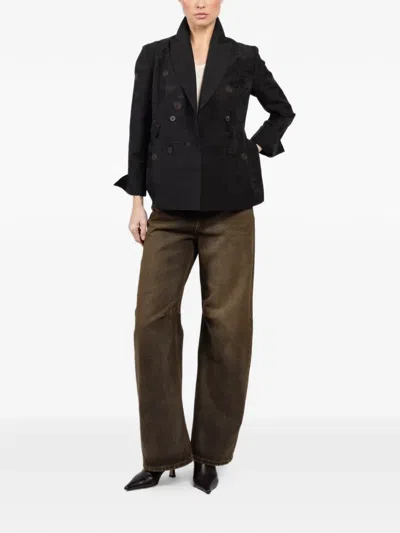 Ibrigu Double-breasted Button Blazer In Brown