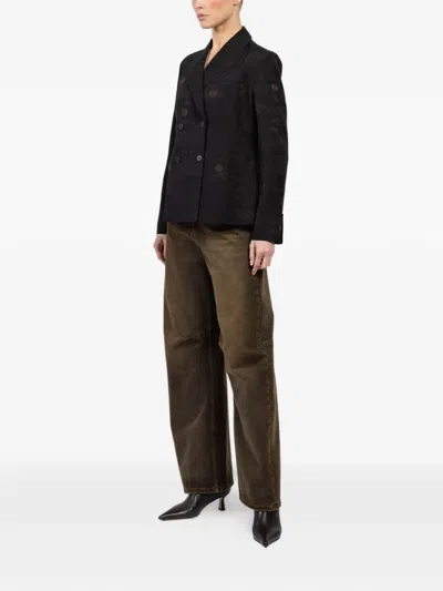 Ibrigu Double-breasted Button Blazer In Brown