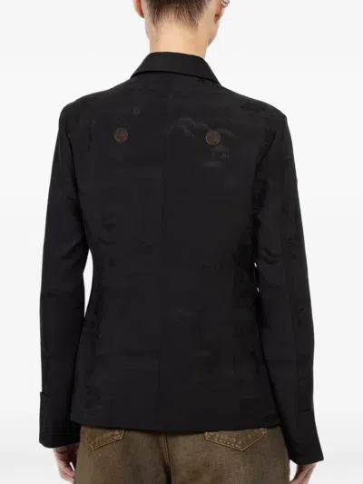 Ibrigu Double-breasted Button Blazer In Brown