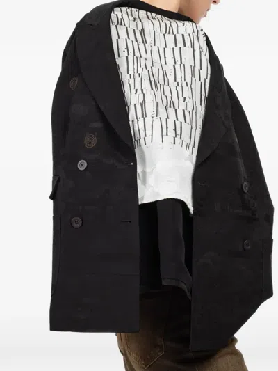 Ibrigu Double-breasted Button Blazer In Brown