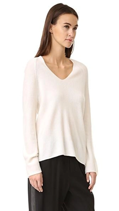 Shop Vince Deep V Cashmere Sweater In Off White