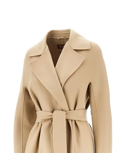 Max Mara Studio Cles Single-breasted Wool Coat In Neutral