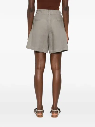 Brunello Cucinelli Women Tailored Linen Bermuda Shorts With Double Pleats In Gray