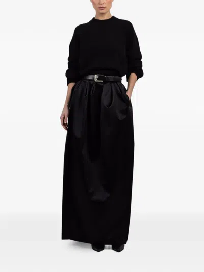 Francoise Sasha Pleated Maxi Skirt In Black