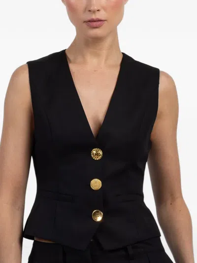 Francoise Anita Button V-neck Waistcoat In Black