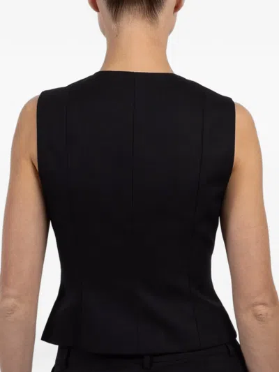 Francoise Anita Button V-neck Waistcoat In Black