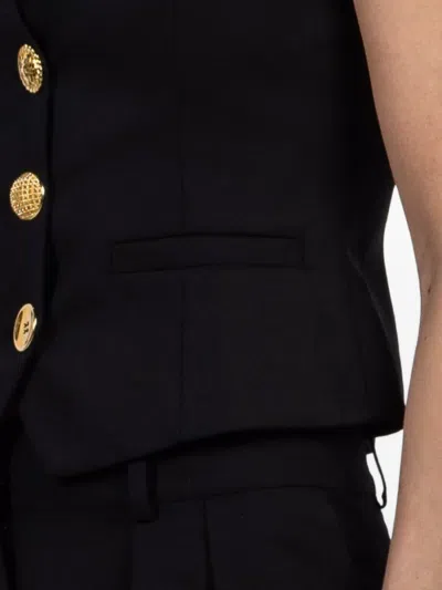 Francoise Anita Button V-neck Waistcoat In Black