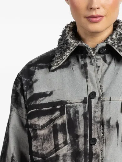 抽象图案翻领夹克