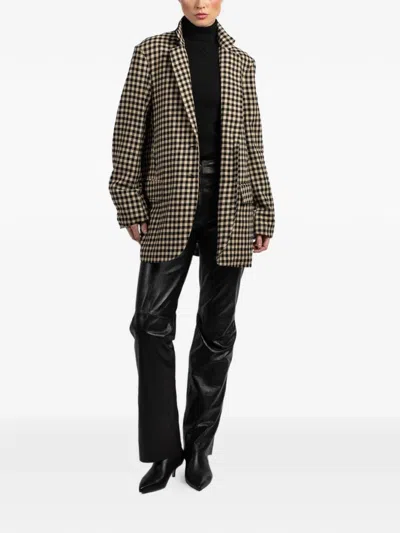 Jejia Birkin Checked Blazer In Brown