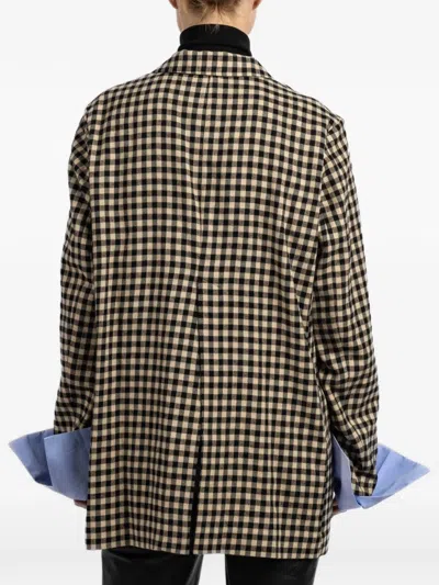 Jejia Birkin Checked Blazer In Brown