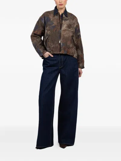 Hannes Roether Buttoned Abstract Jacket In Brown