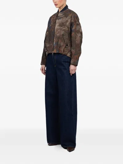 Hannes Roether Buttoned Abstract Jacket In Brown