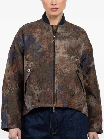 Hannes Roether Buttoned Abstract Jacket In Brown