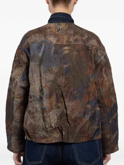 Hannes Roether Buttoned Abstract Jacket In Brown