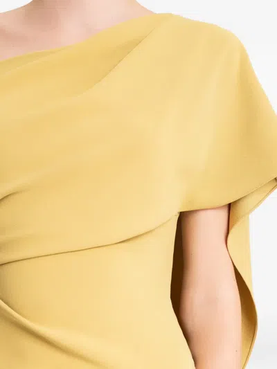 Gemy Maalouf Asymmetrical-neck Gown In Gold