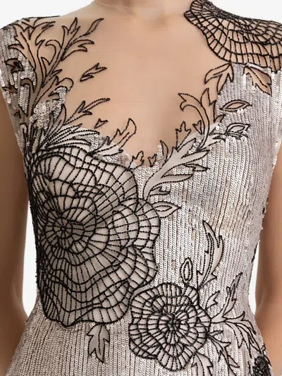 Gemy Maalouf Embroidered Maxi Dress In Gray